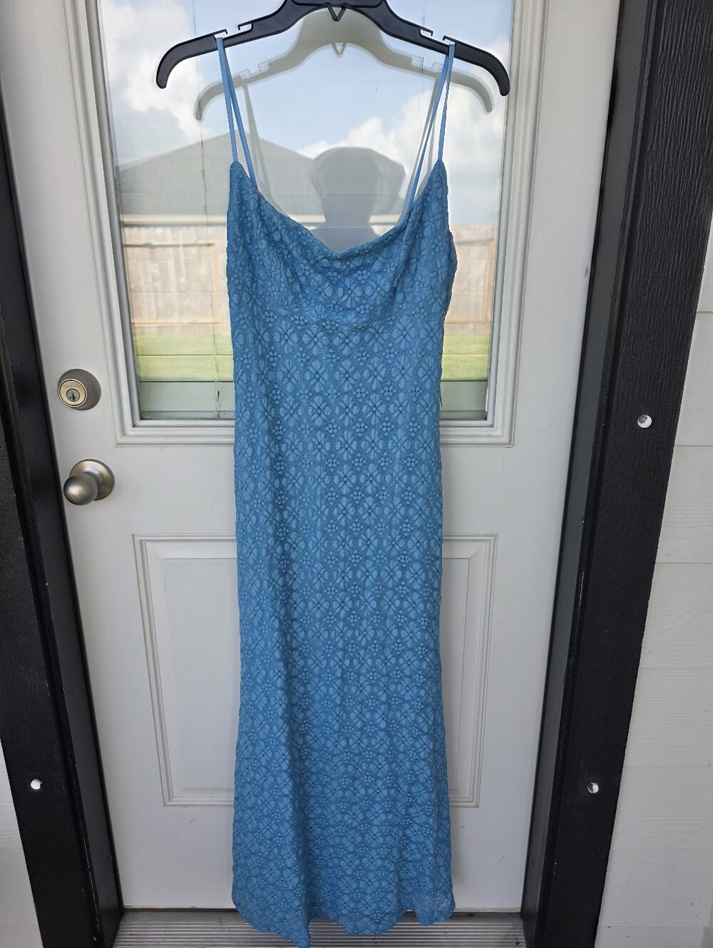 Bardot Blue Lace Slip Dress XXL Midi Spaghetti Strap Delicate Floral Party NWT - Picture 3 of 11